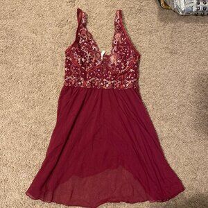 La Vien Rose Red Lingerie Dress